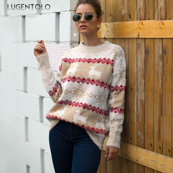 lugentolo women sweater christmas new fawn autumn winter snowflake print casual loose knitting cozy pullovers street sweaters, White;black
lugentolo women sweater christmas new fawn autumn winter snowflake print casual loose knitting cozy pullovers street sweaters, White;black