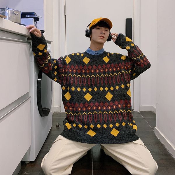 winter thick sweater men's warm fashion retro knitted pullover men streetwear loose knitting sweaters male sweter clothes, White;black
winter thick sweater men's warm fashion retro knitted pullover men streetwear loose knitting sweaters male sweter clothes, White;black