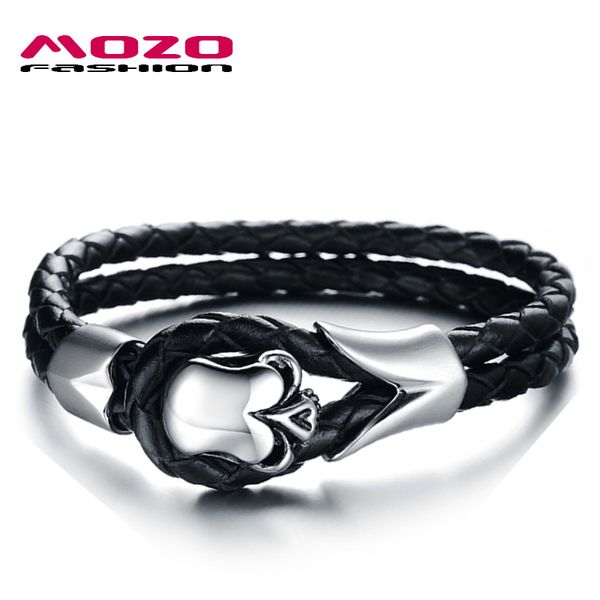 charm bracelets fashion bangle men skeleton black double layer leather rope chain stainless steel punk skull jewelry ps1017, Golden;silver
charm bracelets fashion bangle men skeleton black double layer leather rope chain stainless steel punk skull jewelry ps1017, Golden;silver