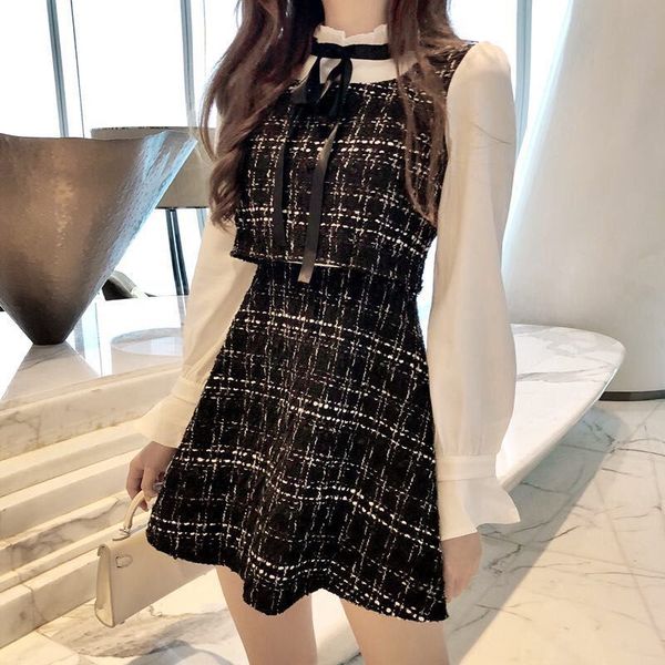 casual dresses spring fall sweet korean style long sleeve patchwork fake two pieces vestidos o-neck bow tie rope mini-dress women clothing, Black;gray
casual dresses spring fall sweet korean style long sleeve patchwork fake two pieces vestidos o-neck bow tie rope mini-dress women clothing, Black;gray