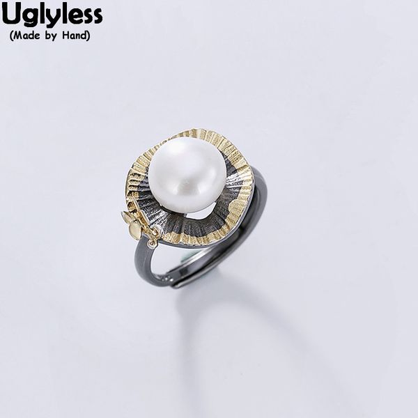 uglyless real 925 sterling silver handmade flower rings for women nature pearl open finger ring anti-allergic black gold jewelry, Golden;silver
uglyless real 925 sterling silver handmade flower rings for women nature pearl open finger ring anti-allergic black gold jewelry, Golden;silver