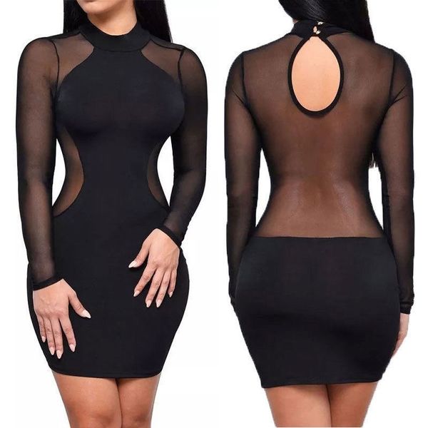 2019 women dress see through mesh bandage bodycon long sleeve evening party clubwear mini skinny dress, Black;gray
2019 women dress see through mesh bandage bodycon long sleeve evening party clubwear mini skinny dress, Black;gray