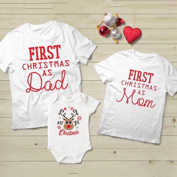 first christmas dad&mom tshirt baby cotton romper mommy daddy and baby kids 1st christmas family matching clothes outfit, Blue
first christmas dad&mom tshirt baby cotton romper mommy daddy and baby kids 1st christmas family matching clothes outfit, Blue