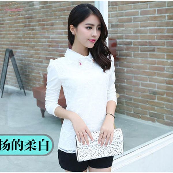 women spring autumn style lace blouses shirts lady peter pan collar long sleeve beading casual blusas df1758, White
women spring autumn style lace blouses shirts lady peter pan collar long sleeve beading casual blusas df1758, White