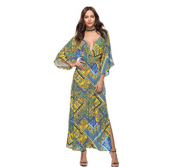 new woman fashion women's clothing backless frenulum sellers three quarter sleeve original wholesale fork opening printing dress, Black;gray
new woman fashion women's clothing backless frenulum sellers three quarter sleeve original wholesale fork opening printing dress, Black;gray