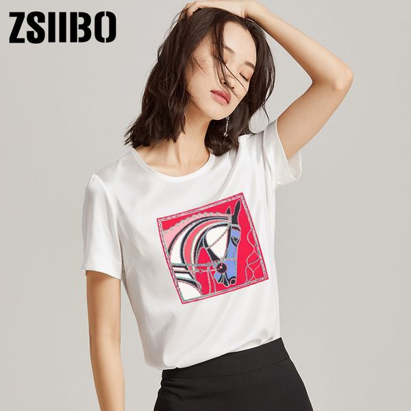2019 sumemr vintage silk shirts horse painted women blouse korean style casual ladies plus size women clothing, White
2019 sumemr vintage silk shirts horse painted women blouse korean style casual ladies plus size women clothing, White