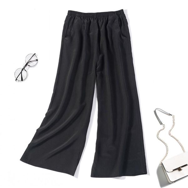women's pants & capris 100% pure silk solid colors elastic waist wide leg long trousers jn448, Black;white
women's pants & capris 100% pure silk solid colors elastic waist wide leg long trousers jn448, Black;white