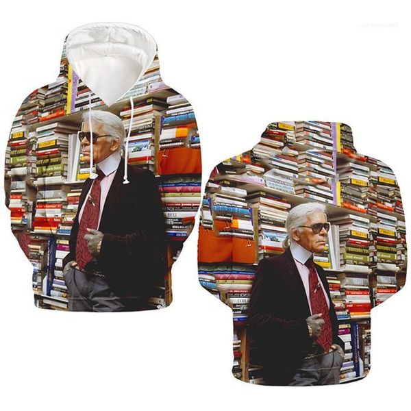 

o neck long sleeve sweatshirts mens apparel karl fashion founders 3d digital print mens hoodies lagerfeld, Black