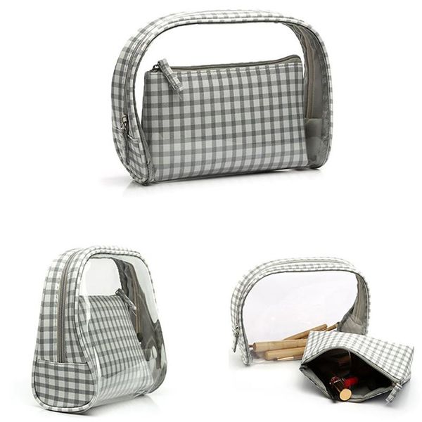 clear makeup bag portable zipper cosmetic pouch coin pouch with inner purse