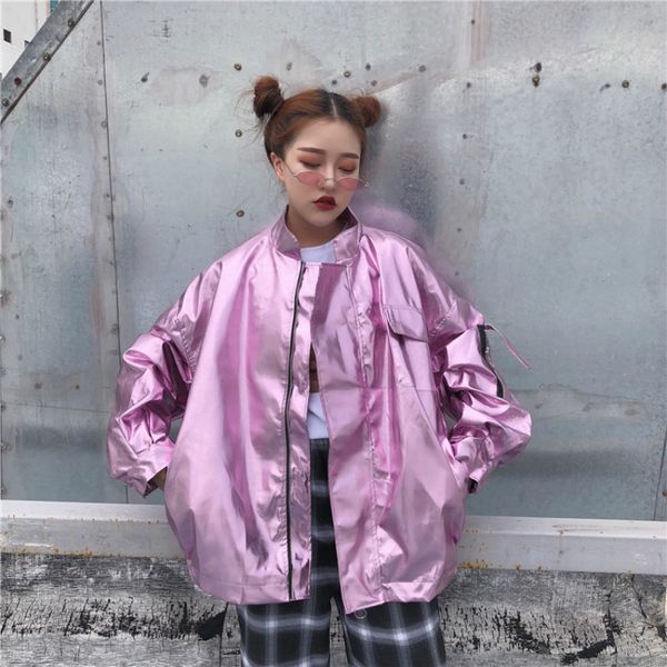 harajuku bomber laser zipper jacket loose sunscreen couples coat silver cardigan couples stage dance show outwear, Black;brown
harajuku bomber laser zipper jacket loose sunscreen couples coat silver cardigan couples stage dance show outwear, Black;brown