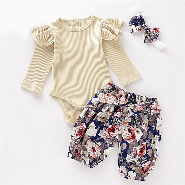 infant clothing for baby girls ruffles solid romper bodysuit+floral pants+headband costume outfit suit newborn clothes autumn, White
infant clothing for baby girls ruffles solid romper bodysuit+floral pants+headband costume outfit suit newborn clothes autumn, White
