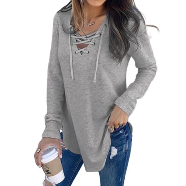 women's blouses & shirts spring autumn for female v neck strap long sleeve thin oversize fashion pullovers elegant clothes, White
women's blouses & shirts spring autumn for female v neck strap long sleeve thin oversize fashion pullovers elegant clothes, White