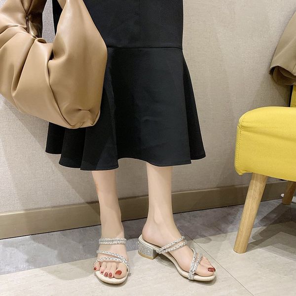 slippers shiny rhinestones women narrow band sandals summer crystal heel chunky beige silver, Black
slippers shiny rhinestones women narrow band sandals summer crystal heel chunky beige silver, Black