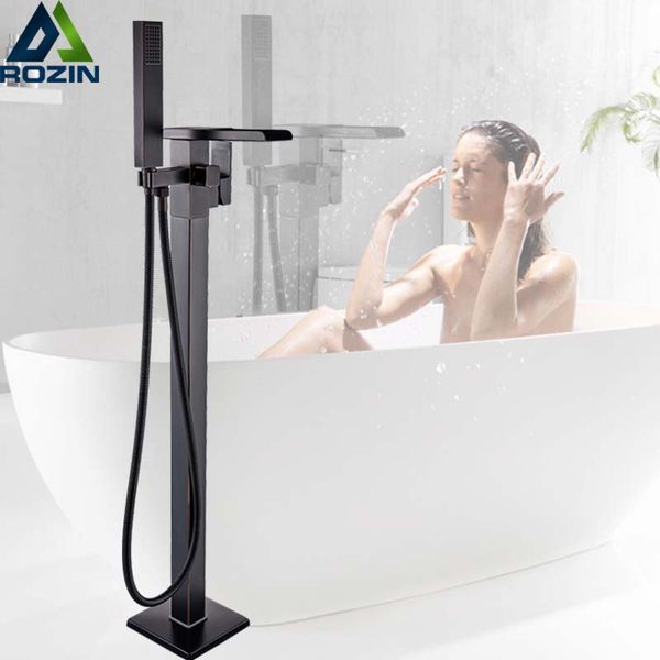 black bronze floor mounted bathtub mixer tap waterfall spout clawfoot bathroom tub faucet with hand shower cold water tap
black bronze floor mounted bathtub mixer tap waterfall spout clawfoot bathroom tub faucet with hand shower cold water tap