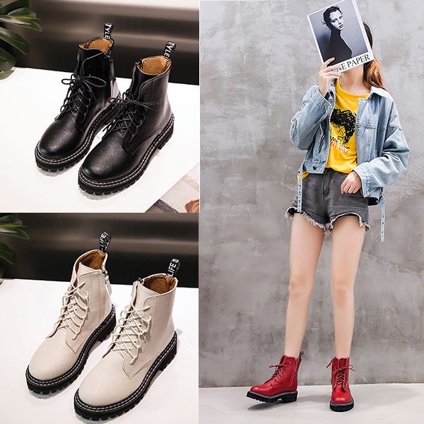 fashion women boots autumn winter motorcycle ankle platform boots ladies black pu leather shoes long