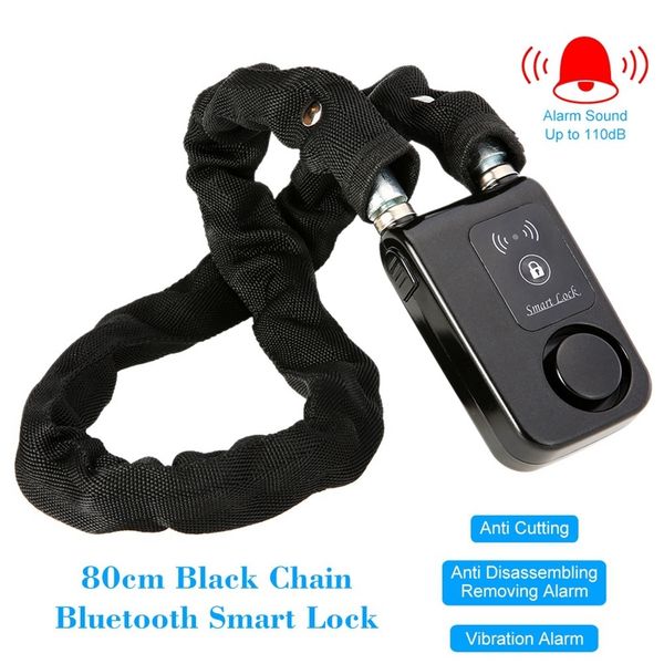 black smart chain lock 80cm smart waterproof bluetooth lock 110db latest anti theft alarm keyless phone app control lock access bike locks
black smart chain lock 80cm smart waterproof bluetooth lock 110db latest anti theft alarm keyless phone app control lock access bike locks