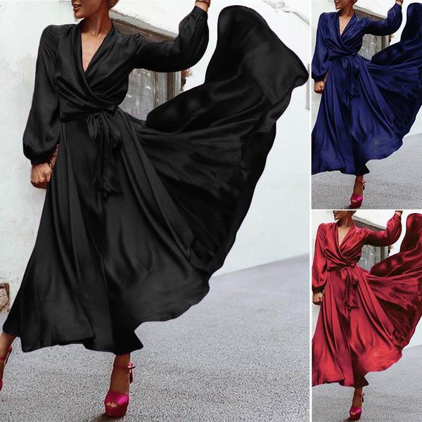 zanzea elegant puff sleeve women long maxi dress 2020 fashion lady vestidos belted v neck beach dress summer sundress solid robe, Black;gray
zanzea elegant puff sleeve women long maxi dress 2020 fashion lady vestidos belted v neck beach dress summer sundress solid robe, Black;gray
