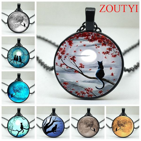 2018 / stylish blue moon twig with cat glass round pendant necklace, men's & women's jewelry necklace, Silver
2018 / stylish blue moon twig with cat glass round pendant necklace, men's & women's jewelry necklace, Silver