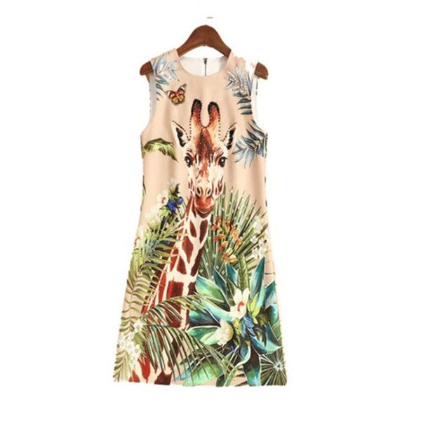 european and american women's clothes spring 2020 new style sleeveless giraffe print fashion beaded vest dress, Black;gray
european and american women's clothes spring 2020 new style sleeveless giraffe print fashion beaded vest dress, Black;gray