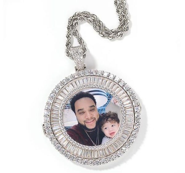 18k gold custom made diamond frame baguette zircon round p medallions pendant necklace with 3mm rope chain, Silver
18k gold custom made diamond frame baguette zircon round p medallions pendant necklace with 3mm rope chain, Silver