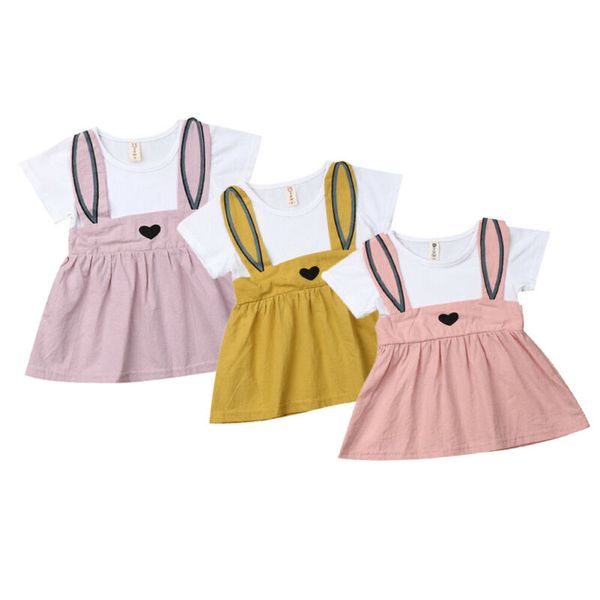 

летний малыш детей девочка кролик с коротким рукавом платье принцессы лоскутных партий tutu easter платье одежда, Red;yellow