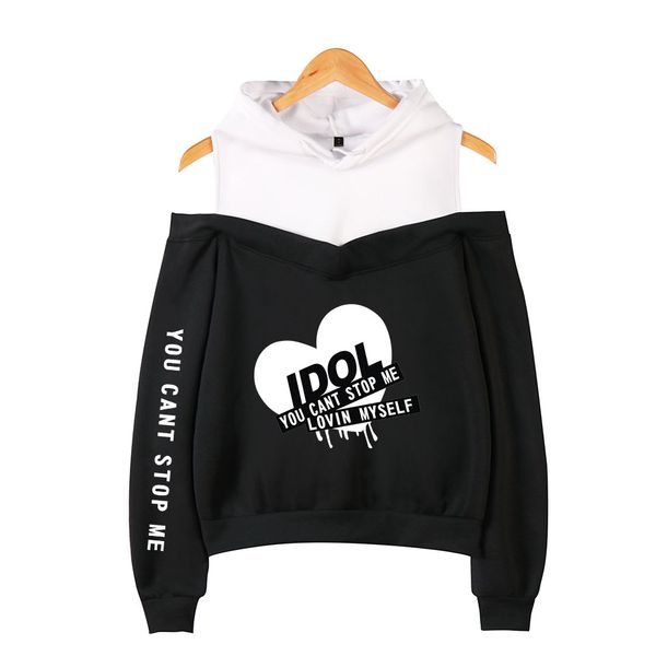 2018 k- idol you can't sme love myself women's bangtan boys hooded off-shoulder hoodies sweatshirts, Black
2018 k- idol you can't sme love myself women's bangtan boys hooded off-shoulder hoodies sweatshirts, Black
