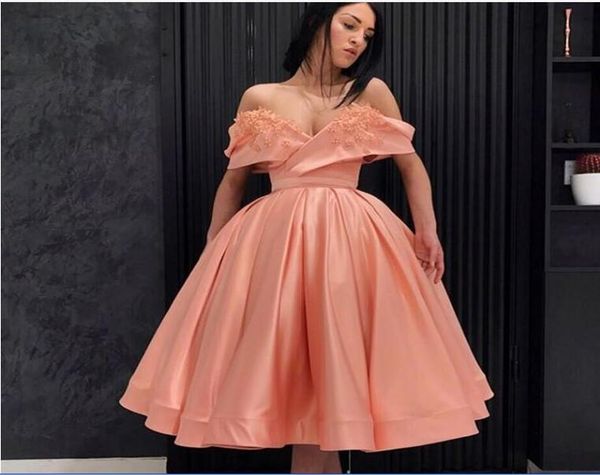 spring summer short prom dresses off the shoulder appliques a line satin cocktail dress pleats zipper tea length homecoming dress, Red
spring summer short prom dresses off the shoulder appliques a line satin cocktail dress pleats zipper tea length homecoming dress, Red