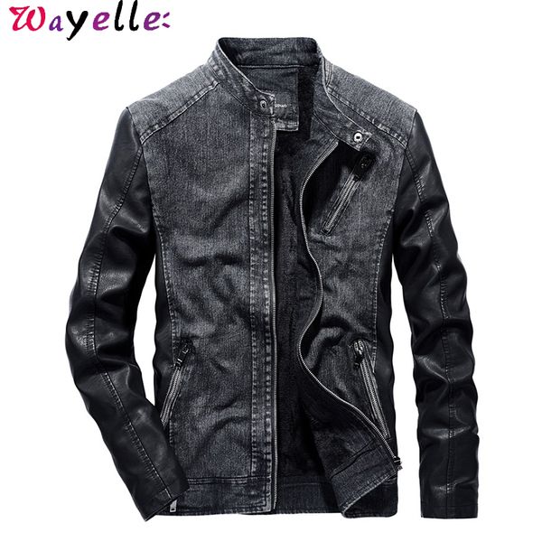 men patchwork denim jacket with leather sleeve 2019 autumn winter warm windbreaker vintage jean jackets men biker jackets coats, Black;brown
men patchwork denim jacket with leather sleeve 2019 autumn winter warm windbreaker vintage jean jackets men biker jackets coats, Black;brown