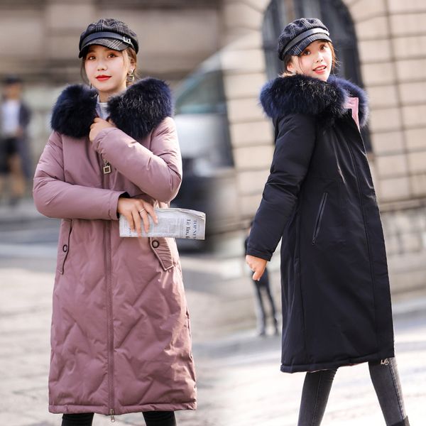 winter reversible genuine fur collar mid-length cotton coat women's 200 large girl's loose and plus-sized cotton overcoat, Blue;black
winter reversible genuine fur collar mid-length cotton coat women's 200 large girl's loose and plus-sized cotton overcoat, Blue;black