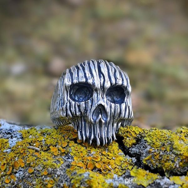 men's fashion new punk ring stainless steel wood pattern skull ring halloween gift size 7- 14, Silver
men's fashion new punk ring stainless steel wood pattern skull ring halloween gift size 7- 14, Silver