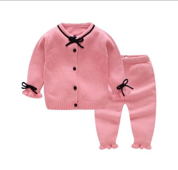 Boutique Girl Knitted Two Piece Sets O-neck Knitted 100% cotton Long Sleeve with Bow Cardigan + Pants Baby Girl Spring Fall Clothing sets
Boutique Girl Knitted Two Piece Sets O-neck Knitted 100% cotton Long Sleeve with Bow Cardigan + Pants Baby Girl Spring Fall Clothing sets
