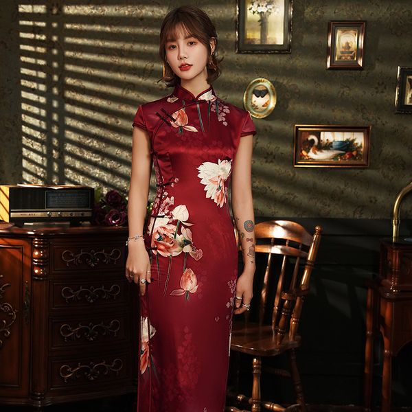 burgundy print flower women cheongsam oversize 4xl slim short sleeve qipao veatidso elegant mandarin collar chinese dresses, Red
burgundy print flower women cheongsam oversize 4xl slim short sleeve qipao veatidso elegant mandarin collar chinese dresses, Red