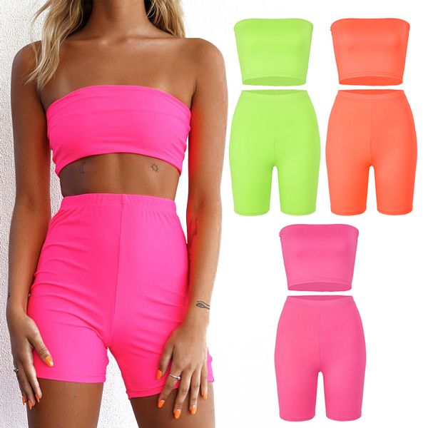 women's clothing sleeveless sport shorts wrapped breast fluorescent two piece set solid color sports wear sprotwear yoga suit, White;red
women's clothing sleeveless sport shorts wrapped breast fluorescent two piece set solid color sports wear sprotwear yoga suit, White;red