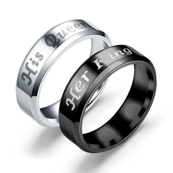 new fashion 316l stainless steel her king his queen engagement rings tatanium steel personalized vintage jewelry gifts for couples wholesale, Silver
new fashion 316l stainless steel her king his queen engagement rings tatanium steel personalized vintage jewelry gifts for couples wholesale, Silver