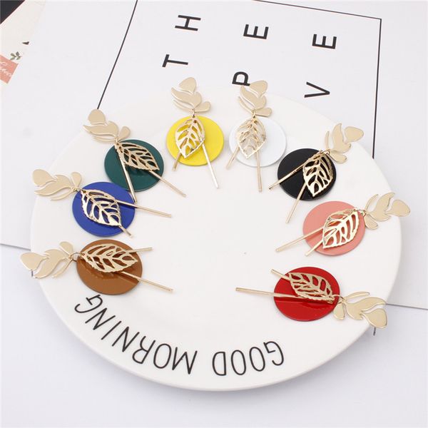 new bohemia round hoop leaf dangle earrings for women girls colorful metal round charms drop earring summer beach jewelry party gifts, Golden
new bohemia round hoop leaf dangle earrings for women girls colorful metal round charms drop earring summer beach jewelry party gifts, Golden