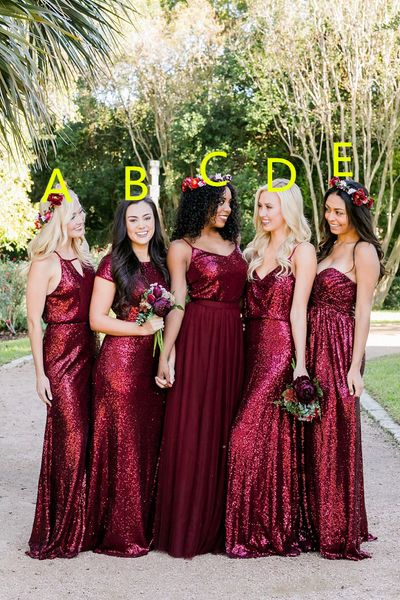 sheath sequined burgundy bridesmaid dresses different styles same color plus size long formal prom maid of honor dresses 2019, White;pink
sheath sequined burgundy bridesmaid dresses different styles same color plus size long formal prom maid of honor dresses 2019, White;pink