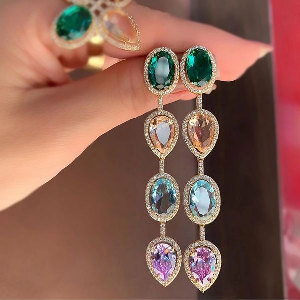 luxury water drop long earrings oval green crystal cubic zirconia stone multicolor ear line earring for women boho party jewelry, Silver
luxury water drop long earrings oval green crystal cubic zirconia stone multicolor ear line earring for women boho party jewelry, Silver