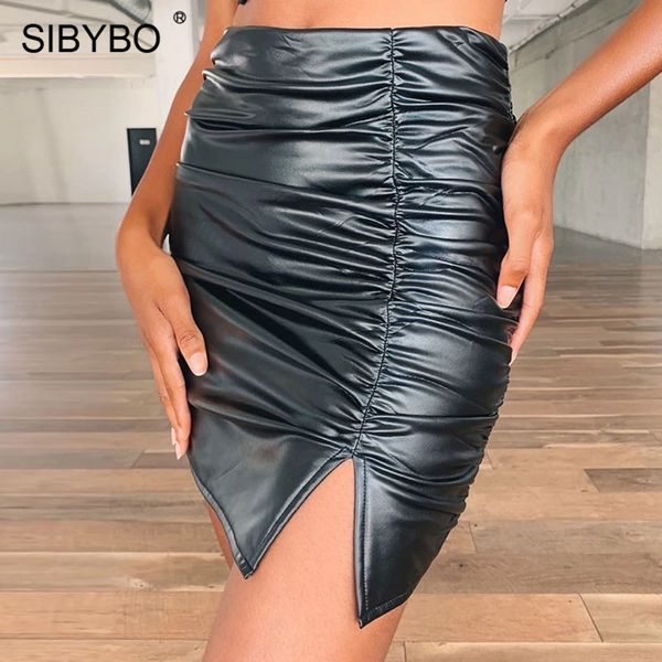 sibybo side split pu leather high waist skirts womens fashion pleated autumn mini skirt women black ladies party skirt
sibybo side split pu leather high waist skirts womens fashion pleated autumn mini skirt women black ladies party skirt