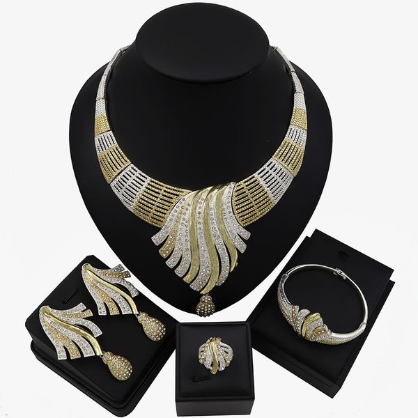 tsround dubai jewelry set for women normal zircon jewellery nigerian bridal wedding necklace set, Silver