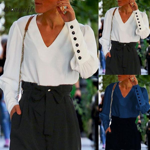 wenyujh women blouses puff sleeve button white v neck 2019 fashion autumn office lady streetwear women loose slim shirts
wenyujh women blouses puff sleeve button white v neck 2019 fashion autumn office lady streetwear women loose slim shirts