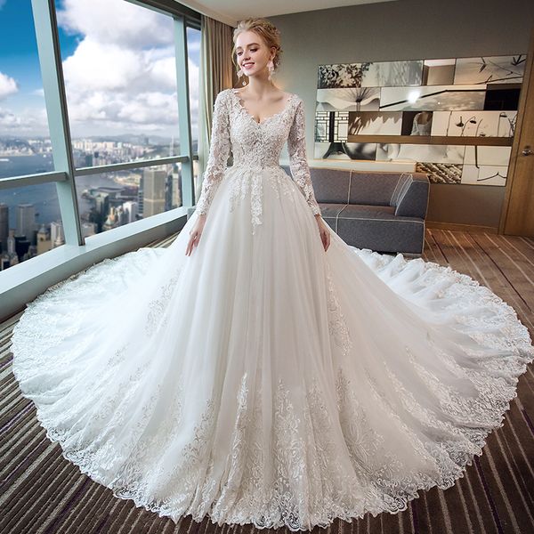 wedding dress new winter changxiusen female bride main gauze large size thin tail, White
wedding dress new winter changxiusen female bride main gauze large size thin tail, White