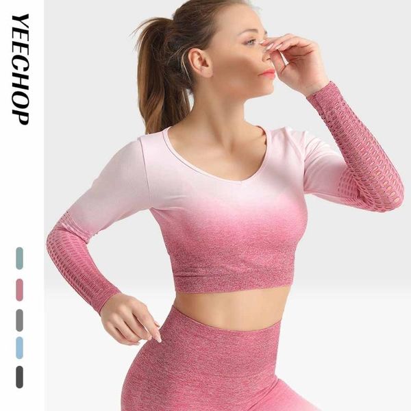 yeechop seamless mesh workout for women long sleeve high elastic yoga sport shirt women for running fitness clothing, White;red
yeechop seamless mesh workout for women long sleeve high elastic yoga sport shirt women for running fitness clothing, White;red