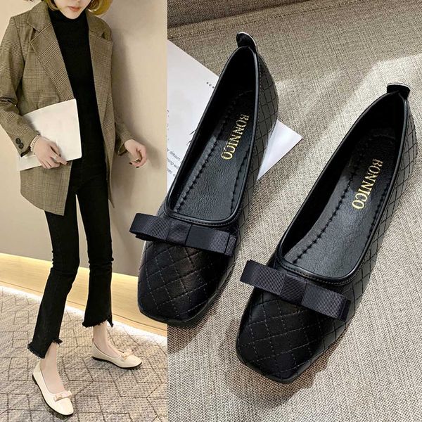 women bow shallow mouth flat shoes soft bottom peas shoe ballerina slip on shoes, Black
women bow shallow mouth flat shoes soft bottom peas shoe ballerina slip on shoes, Black