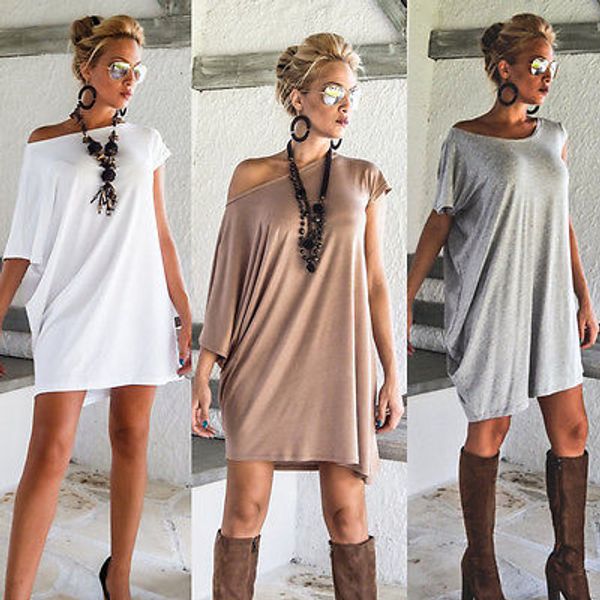 fashion women's one shoulder loose casual blouse solid short sleeve khaki black white gray
fashion women's one shoulder loose casual blouse solid short sleeve khaki black white gray