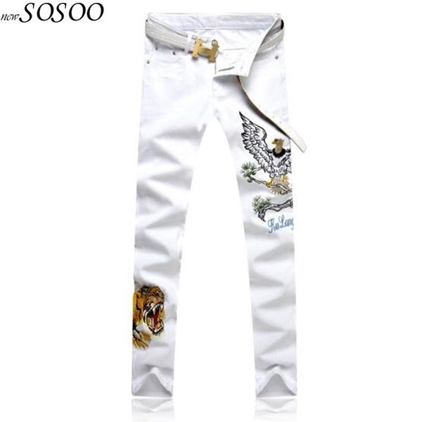 2018 spring new young man korean style embroidery of tiger fashion slim jeans pants white jeans men #104, Blue
2018 spring new young man korean style embroidery of tiger fashion slim jeans pants white jeans men #104, Blue