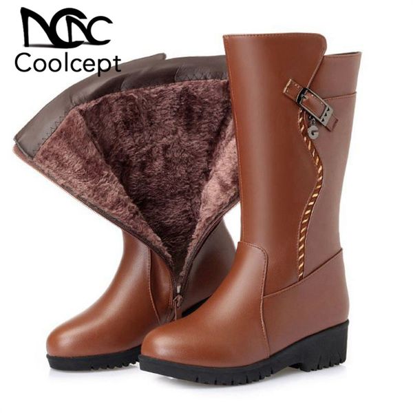 coolcept new winter warm mid calf boots for women side zipper buckle genuine leather shoes plush women footwear size 35-43, Black
coolcept new winter warm mid calf boots for women side zipper buckle genuine leather shoes plush women footwear size 35-43, Black