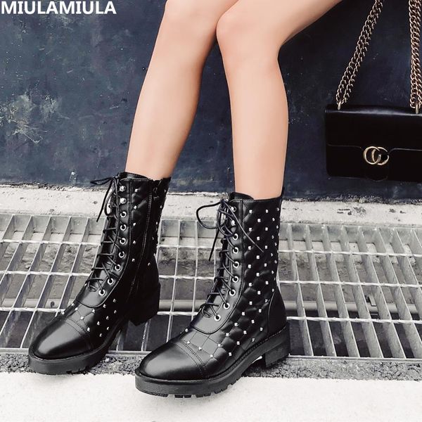 miulamiula brand designers 2019 winter luxury rivet black genuine leather lace up platform short boots zip women shoe size 35-40
miulamiula brand designers 2019 winter luxury rivet black genuine leather lace up platform short boots zip women shoe size 35-40