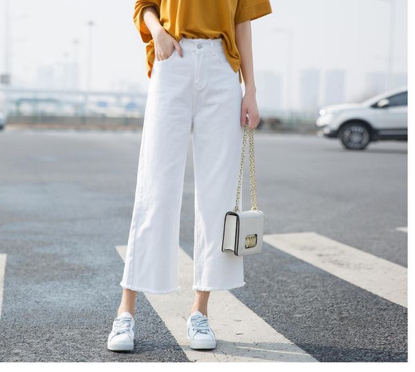 the white summer show tall waist wide leg pantswhite 7 minutes of the new thin jeans han edition eight leisure female trousers, Blue
the white summer show tall waist wide leg pantswhite 7 minutes of the new thin jeans han edition eight leisure female trousers, Blue