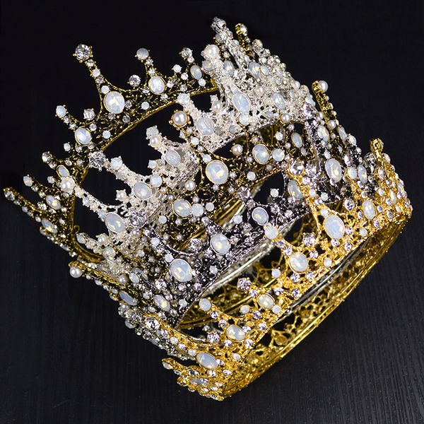 Vintage silver Gold Baroque Rhinestone Round Crown Crystal Large Queen tiara For Wedding Hair Jewelry Bridal Hair Accessories
Vintage silver Gold Baroque Rhinestone Round Crown Crystal Large Queen tiara For Wedding Hair Jewelry Bridal Hair Accessories