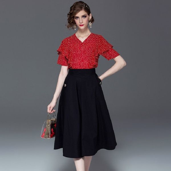 women's sets elegant ruffles red chiffon short sleeve blouses and skirts two piece sets 2019 office lady fashion party work set, White
women's sets elegant ruffles red chiffon short sleeve blouses and skirts two piece sets 2019 office lady fashion party work set, White